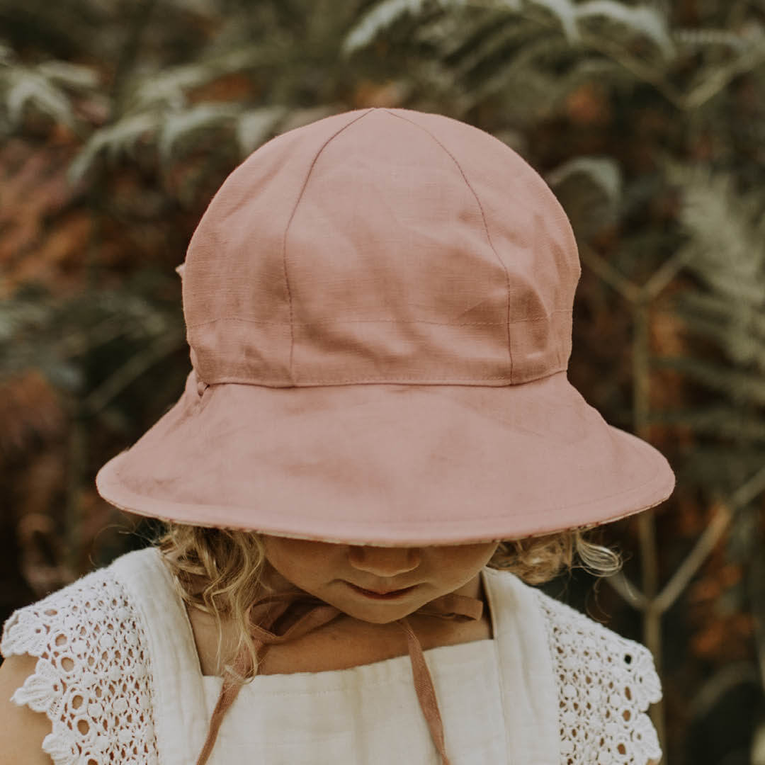 Bedhead Hats pannelled bucket hat for girls reverse side dusky pink